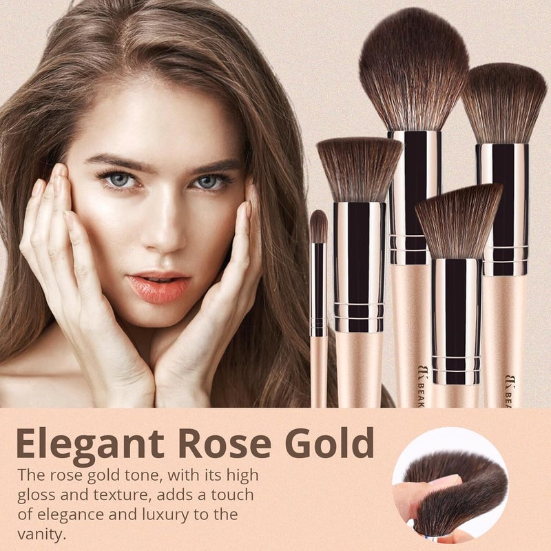 BEAKEY 12pcs Vegan Makeup Brush Set Soft high-density Taklon fibers,durable birch handles,zero shedding,easy to clean,perfect for creating any look - Image 4